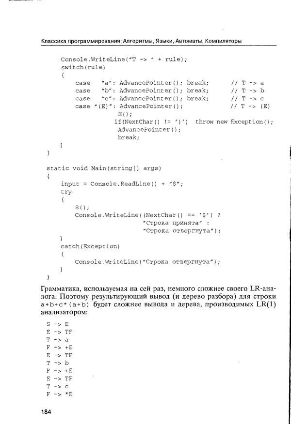 КулЛиб. Максим В. Мозговой - Классика программирования: алгоритмы, языки, автоматы, компиляторы. Практический подход. Страница № 180