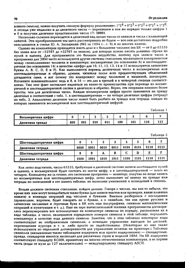 КулЛиб.   журнал «Информатика и образование» - Персональный компьютер БК-0010 - БК-0011м 1995 №05. Страница № 70