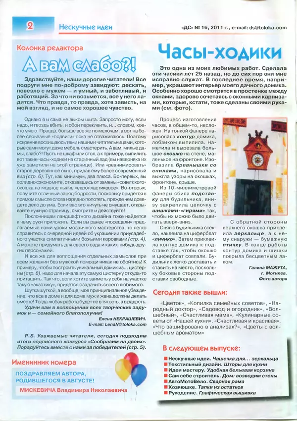 КулЛиб.   журнал «Делаем сами» (Толока) - Делаем сами 2011 №16(253). Страница № 2